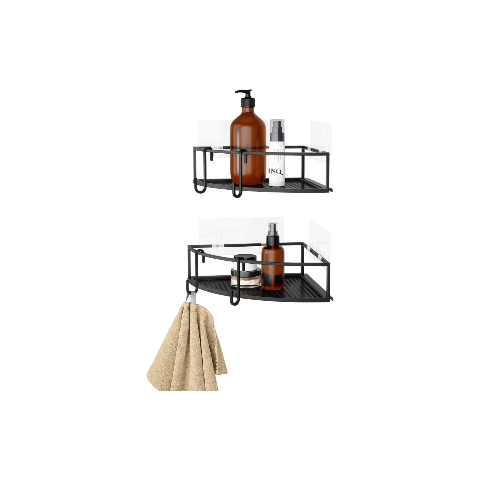 Cubiko corner shower tray, set of 2, black