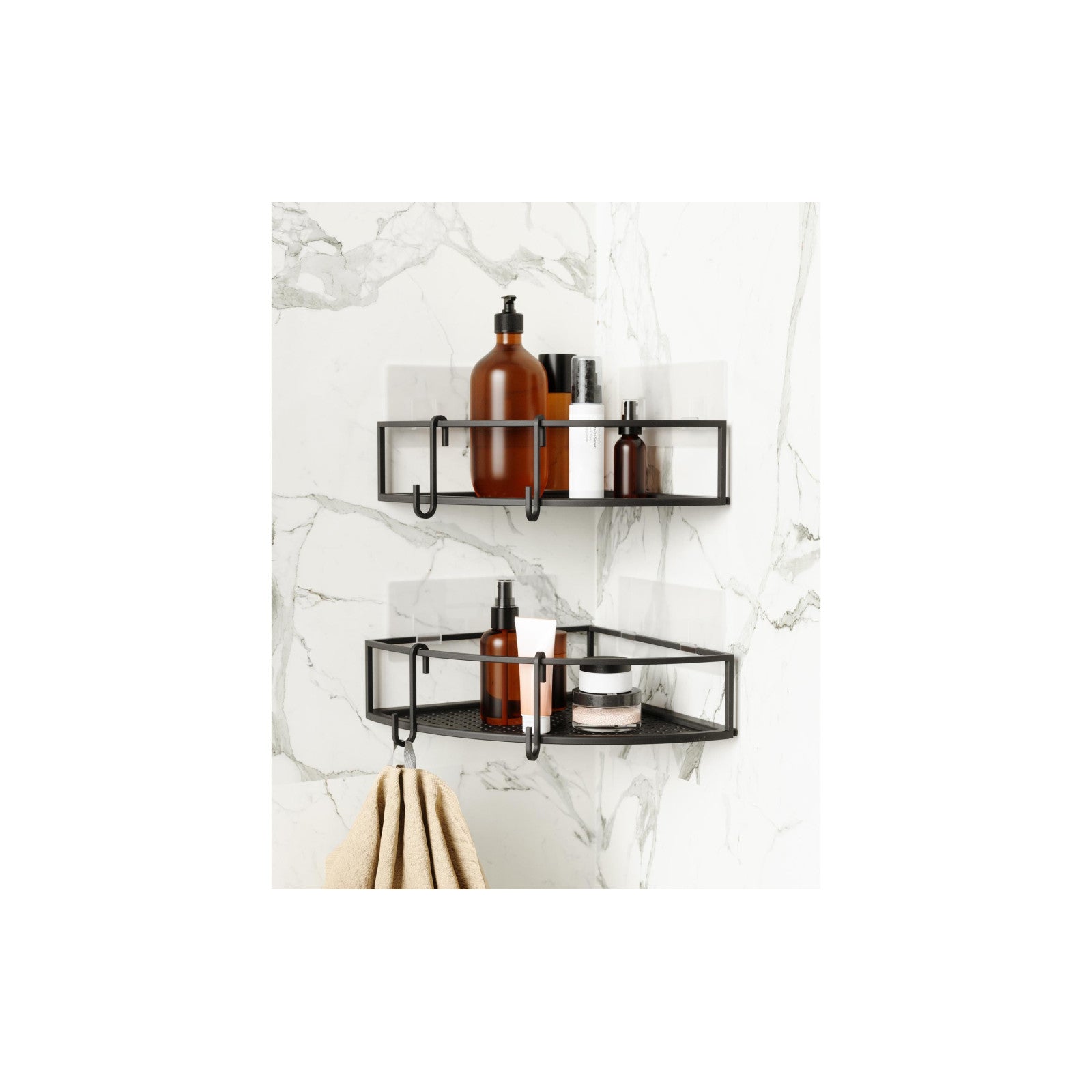 Cubiko corner shower tray, set of 2, black