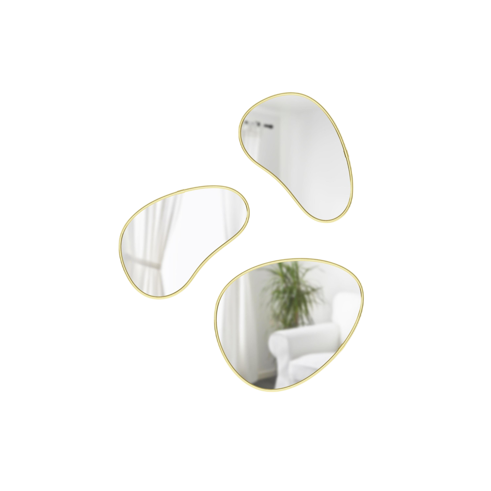 Mirror Hubba Pebble set of 3, gold