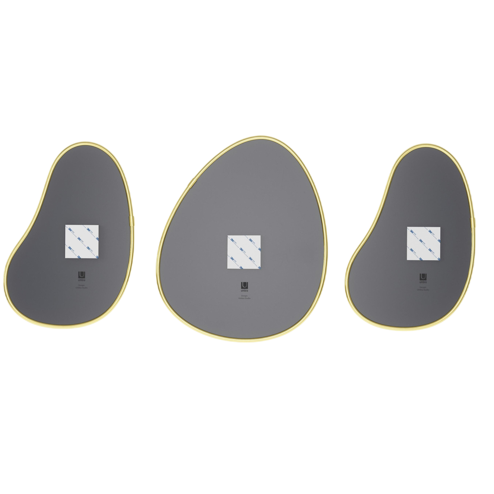 Mirror Hubba Pebble set of 3, gold