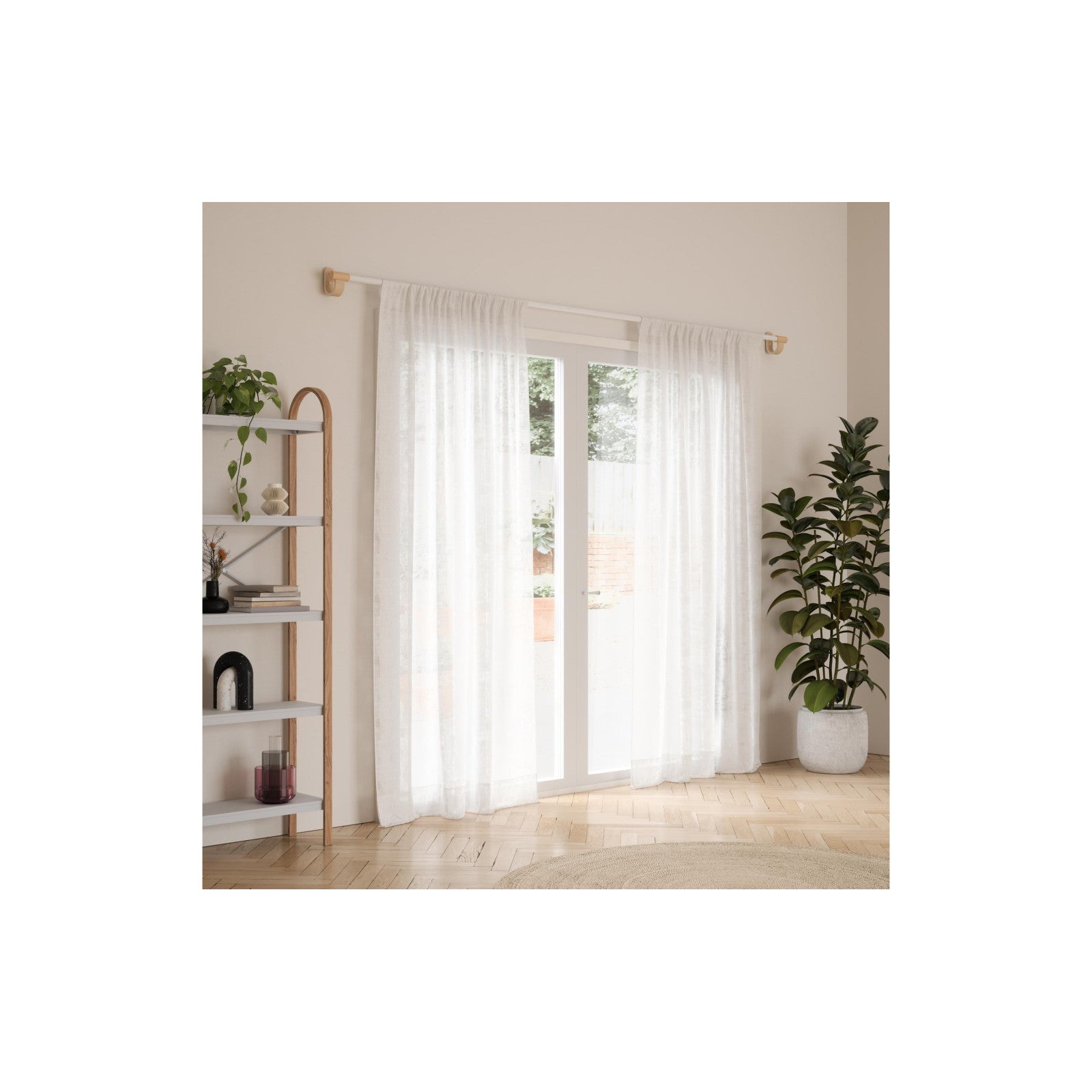 Tringle à rideaux Bellwood, blanc/nature