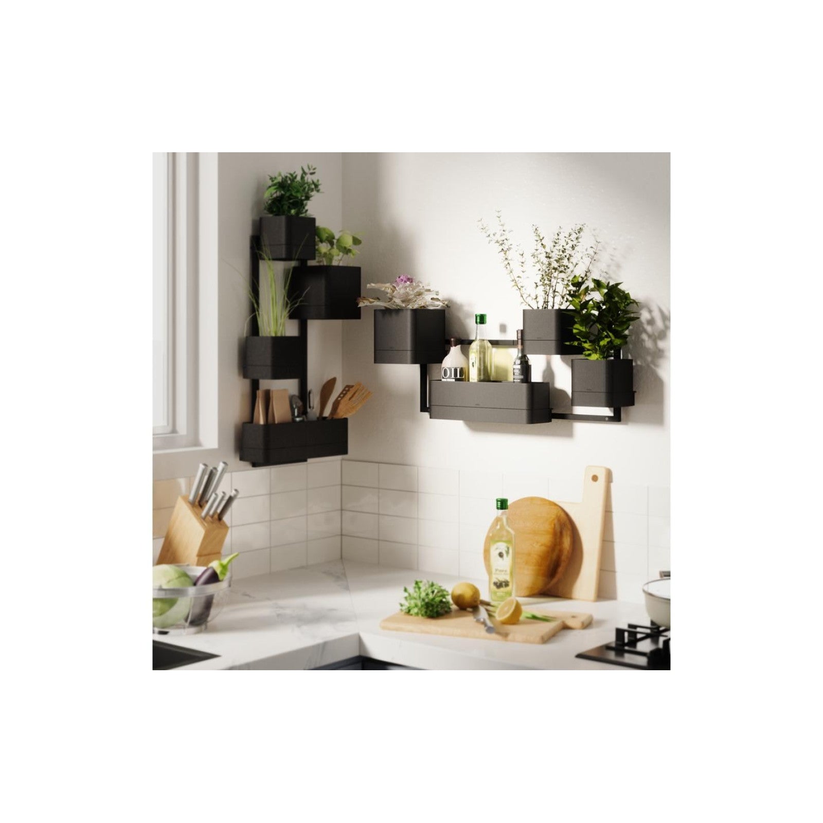 Pflanzengefäss Cubiko 41 x 21 x 23 cm, Schwarz