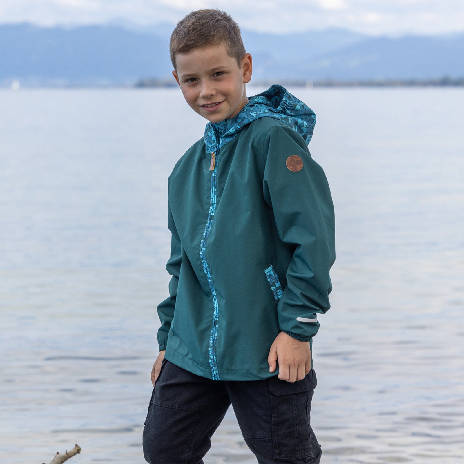 Kinder Laurin Regenjacke sea moss