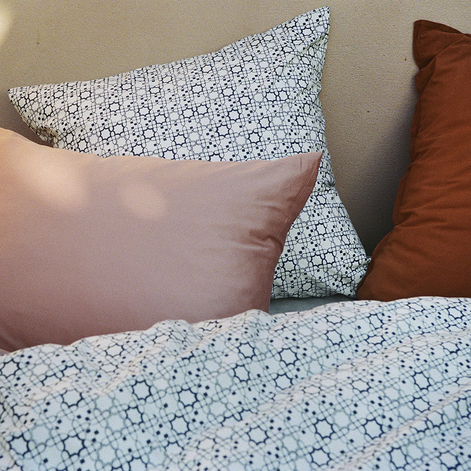 MARRAKECH comforter cover ecru/midnight blue 160x210 cm