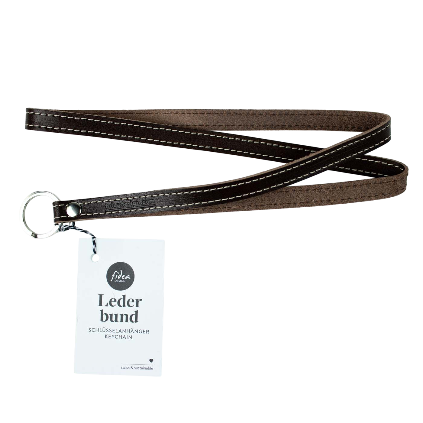 Schlüsselanhänger aus Leder Lederbund lang Dunkelbraun