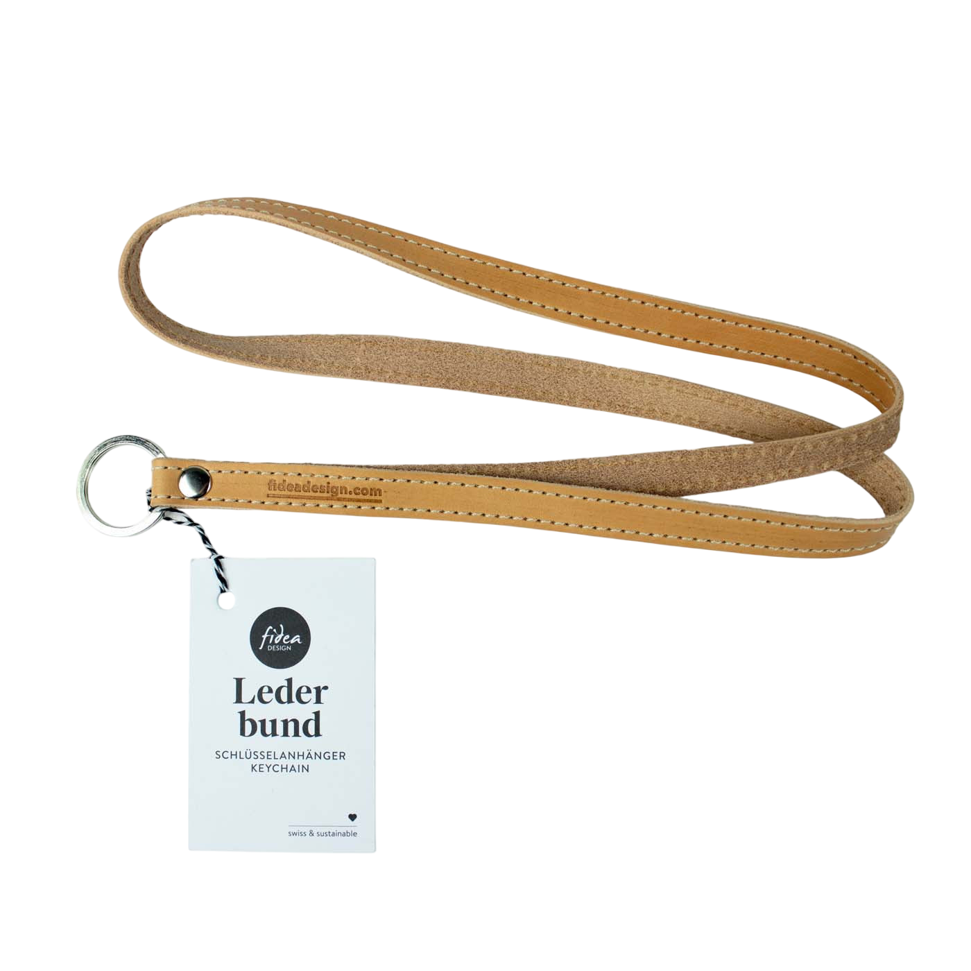 Porte-clefs en cuir Cuir long Cognac