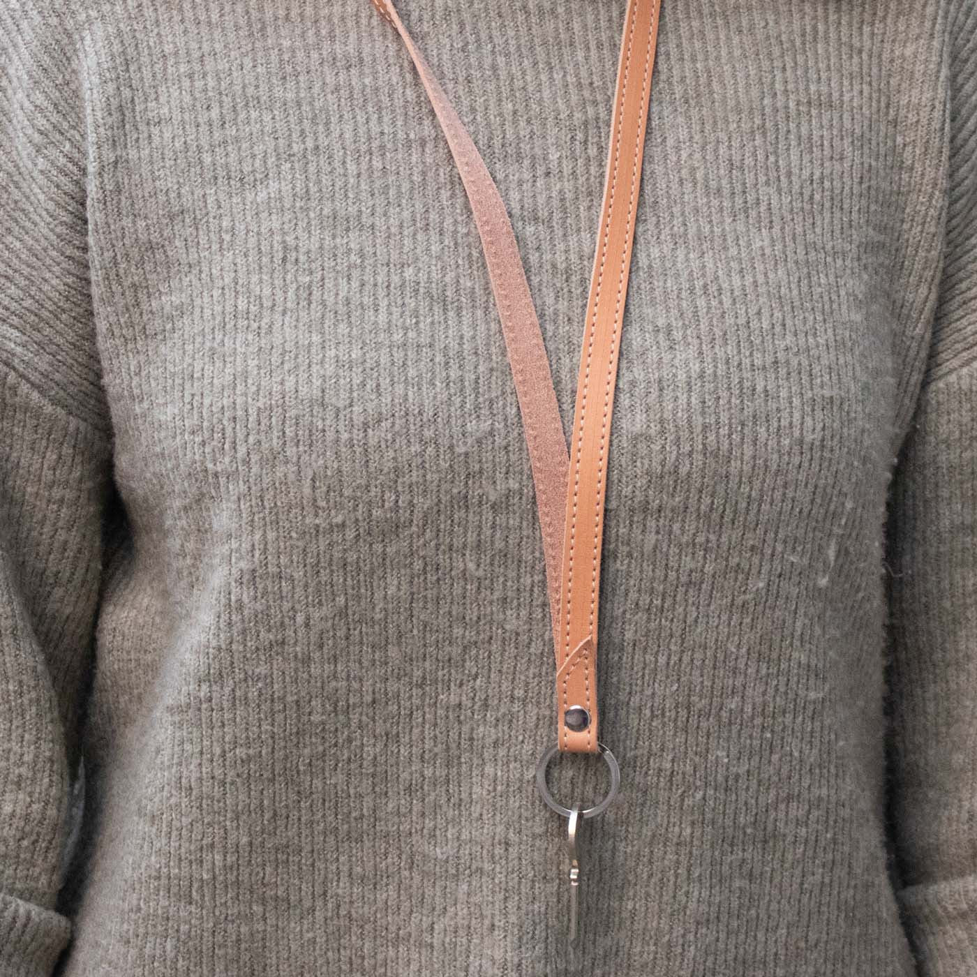 Porte-clefs en cuir Cuir long Cognac