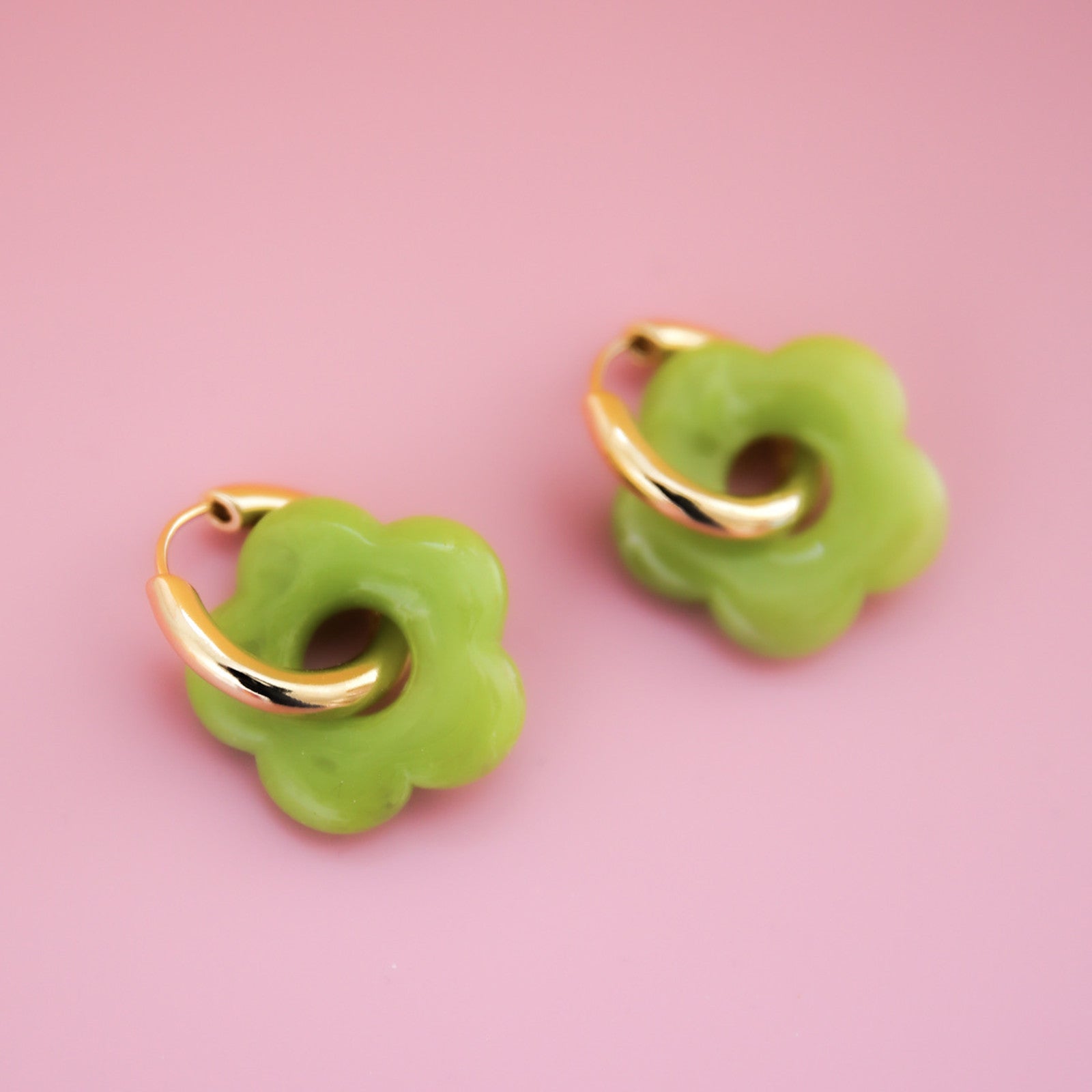 Kreolen Hoop Big Flower green