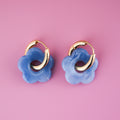 Kreolen Hoop Big Flower Blau
