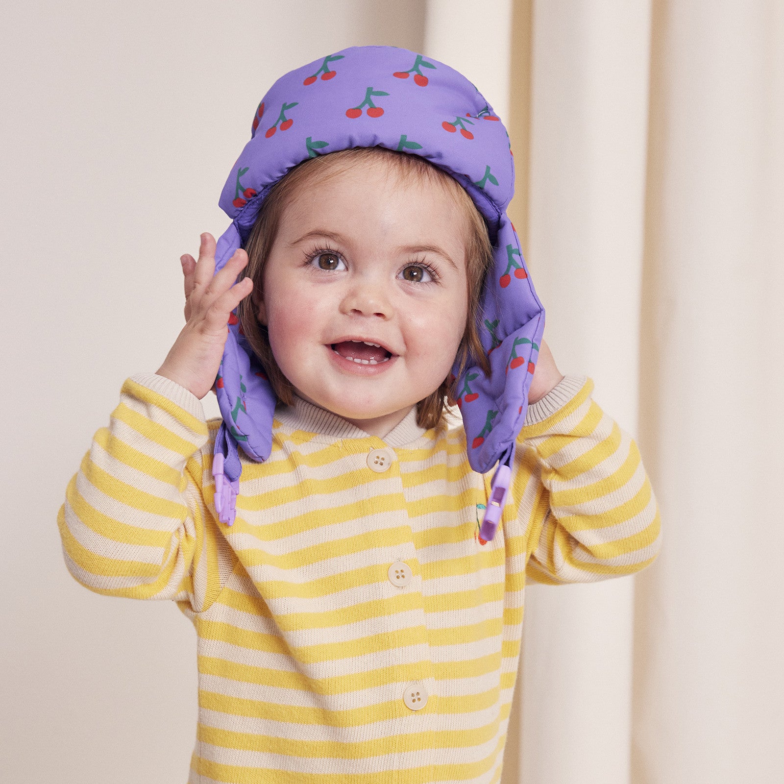 Bonnet bébé Chapka Cherry all over Purple