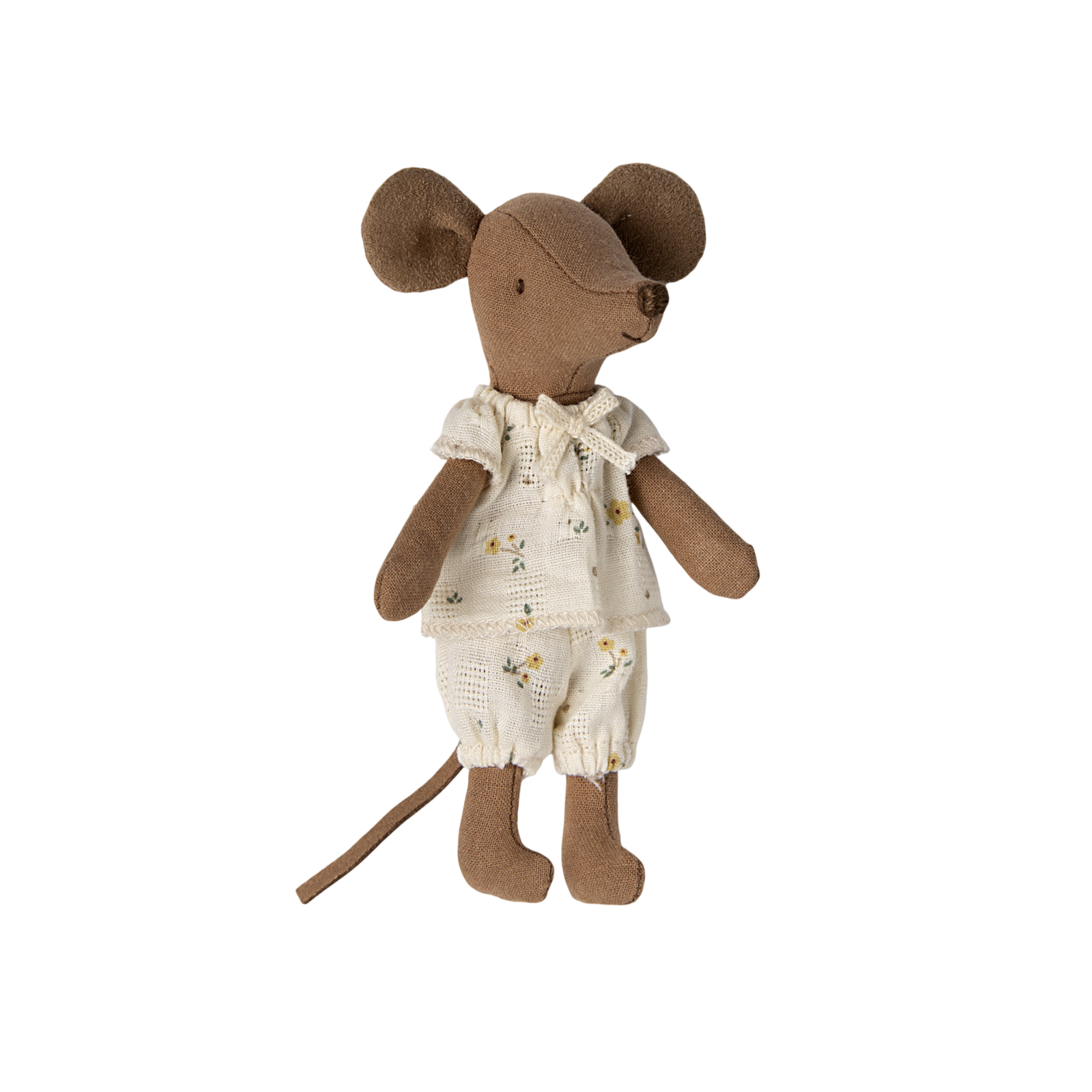 Grande sœur souris Maileg en tenue de fleur dans une boîte d'allumettes