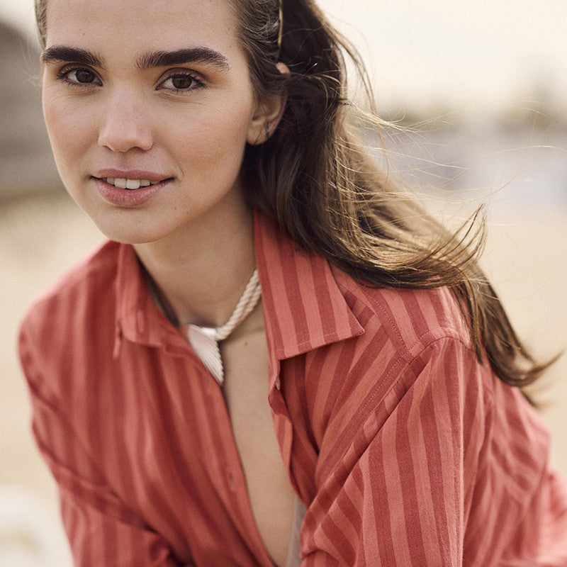 Pyjamaoberteil gestreift Pink