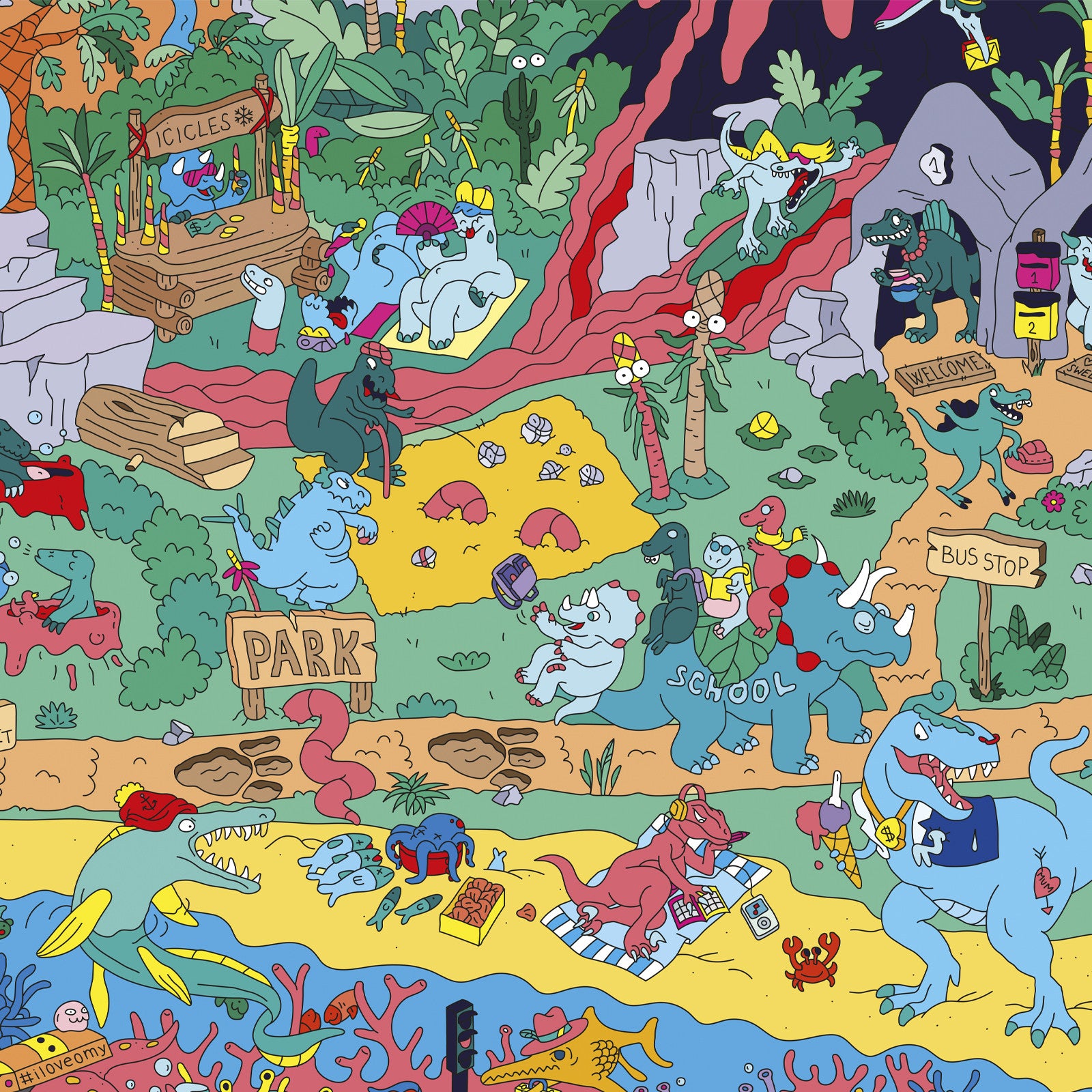 Poster & Sticker Dinos Cherche & Trouve