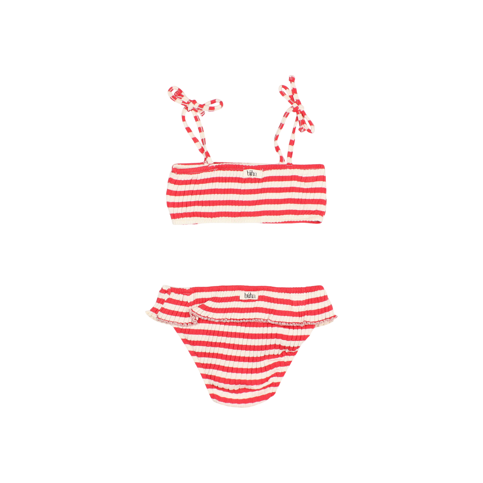 Bikini Rib Stripes Coral Red