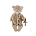 Wooly Teddy mit Schnullerhalter hellbraun