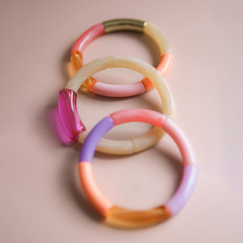 Bracelet Tube Set2 rose beige or violet rose