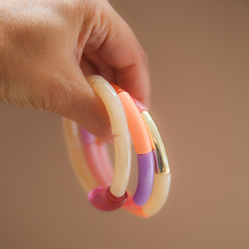 Bracelet Tube Set2 rose beige or violet rose