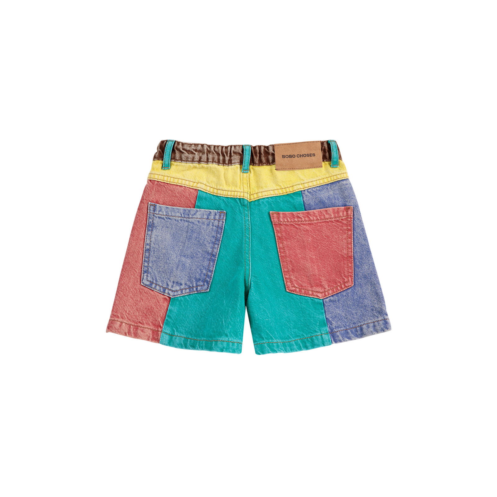 Short Color Block Denim Multicolor