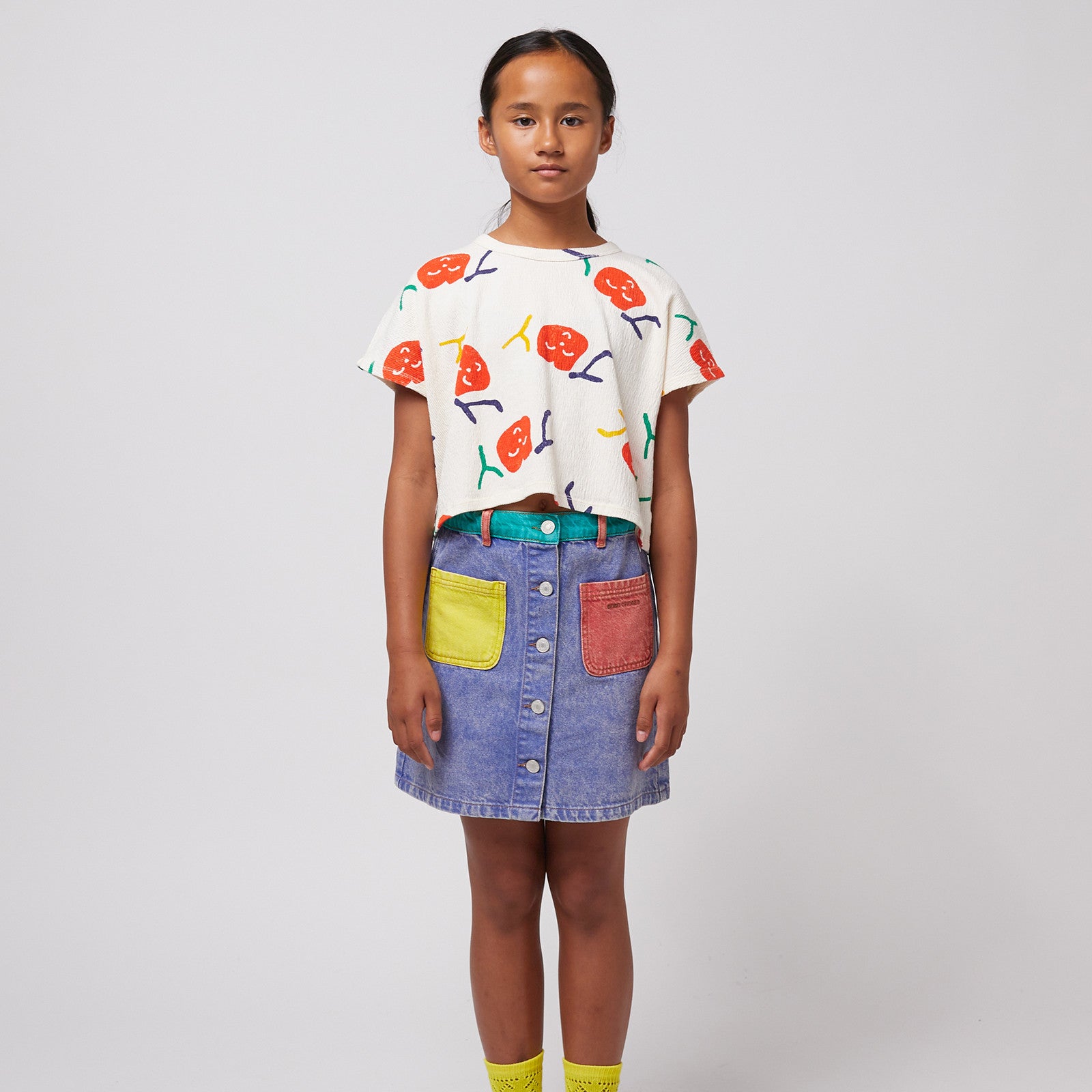 Jupe Color Block Denim Multicolor