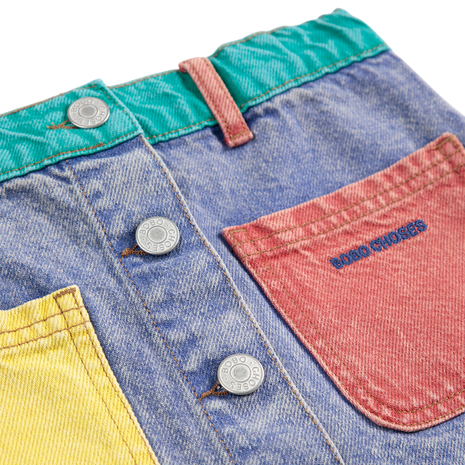 Jupe Color Block Denim Multicolor
