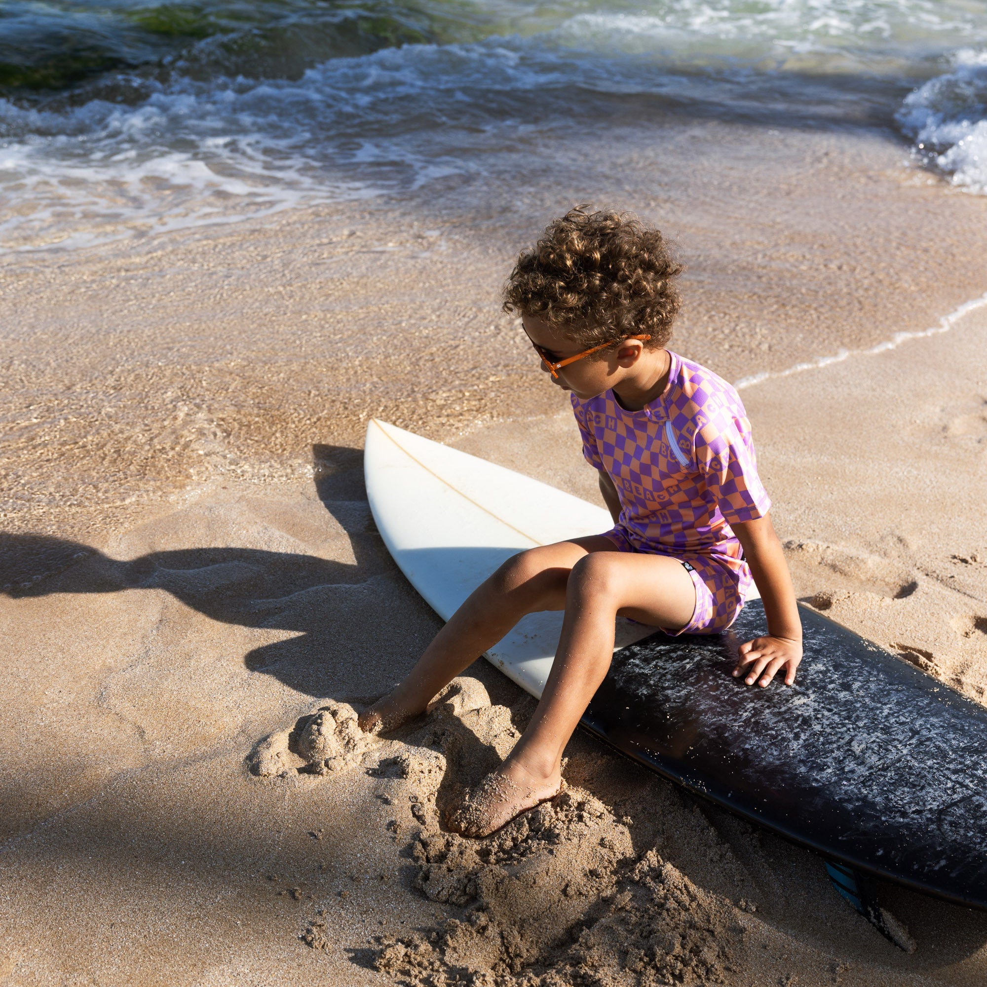 Swim shirt UPF 50+ Checkered Beach Purple