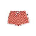 Badeshorts UPF 50+ Checkered Love Red Coral
