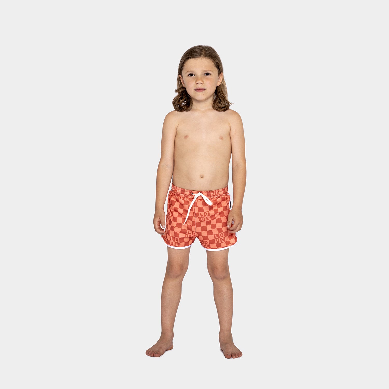 Swim shorts UPF 50+ Checkered Love Red Coral