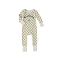 Baby one-piece Milking It Checkerboard Taupe