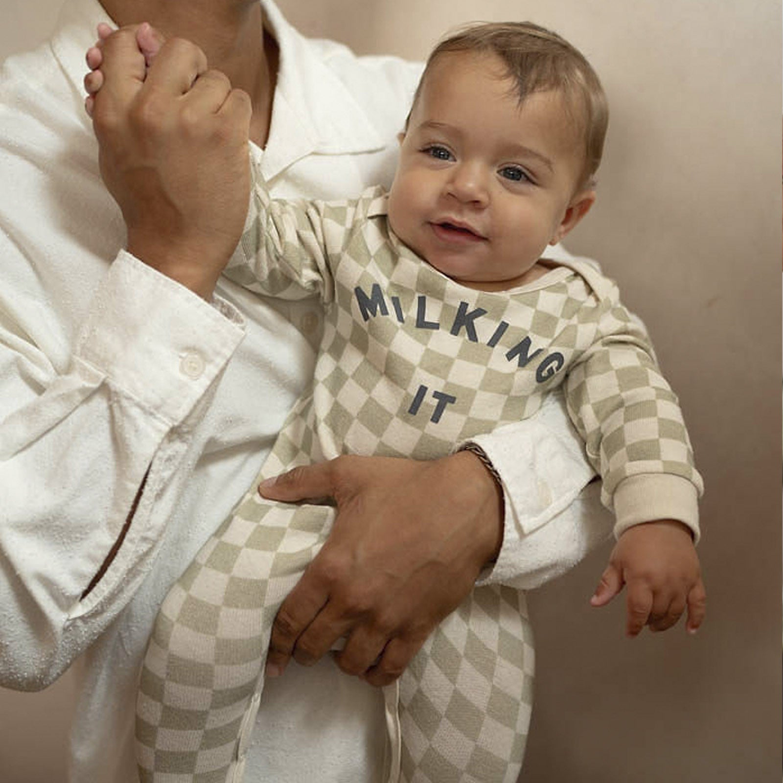 Combinaison bébé Milking It Checkerboard Taupe