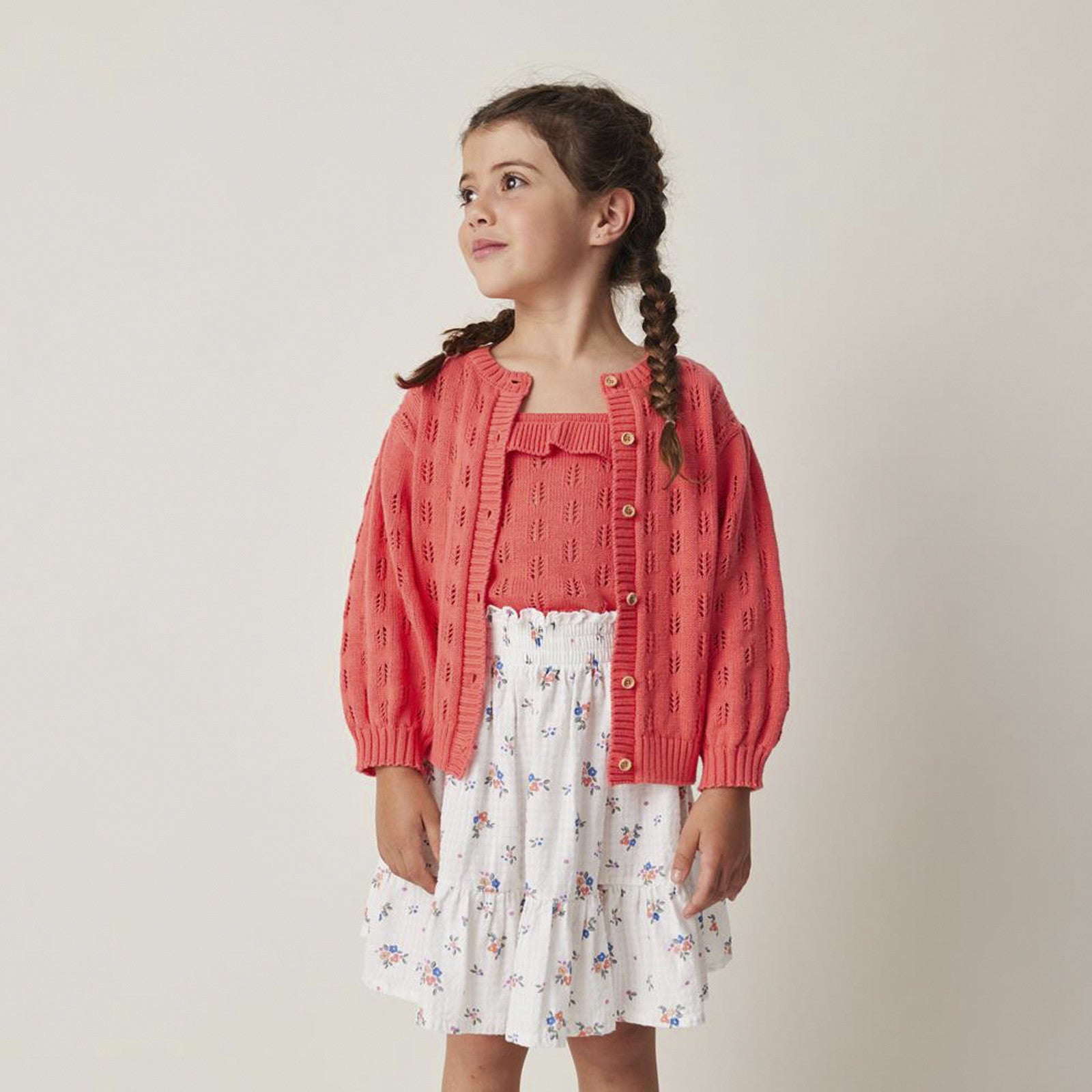 Cardigan Flowers Pink Fluor