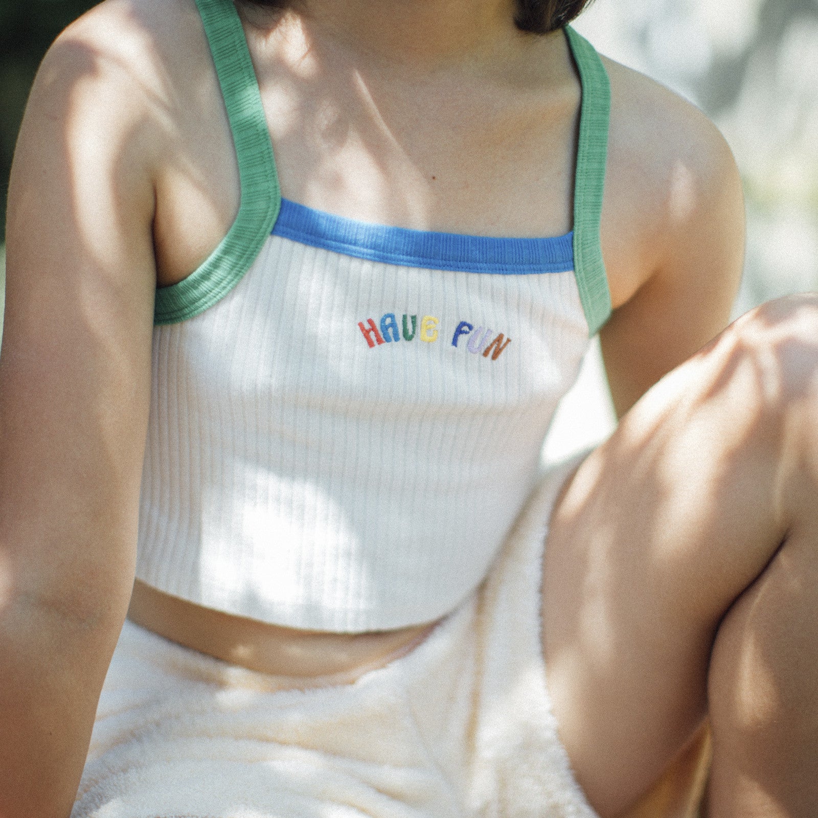 Top Have Fun Cropped Offwhite