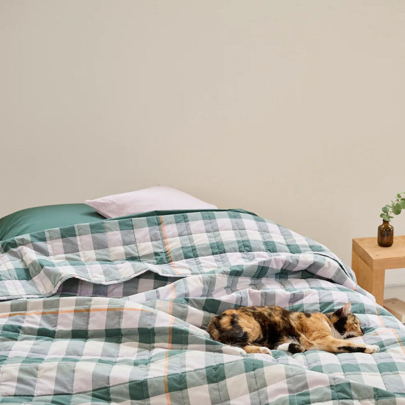 Caja bedspread dark green/lavender 240x270 cm