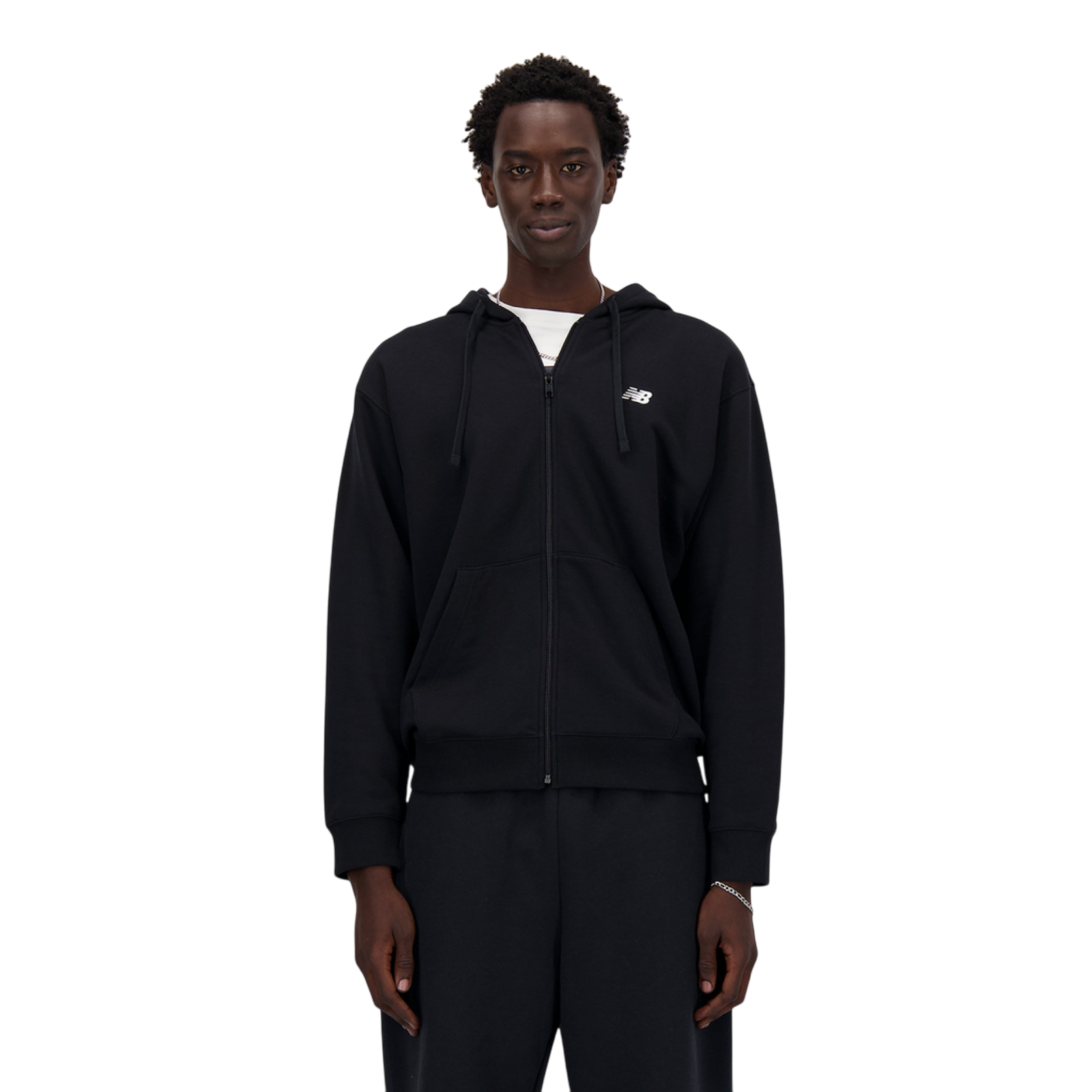 New Balance Stacked Logo French Terry FZ Hoodie black