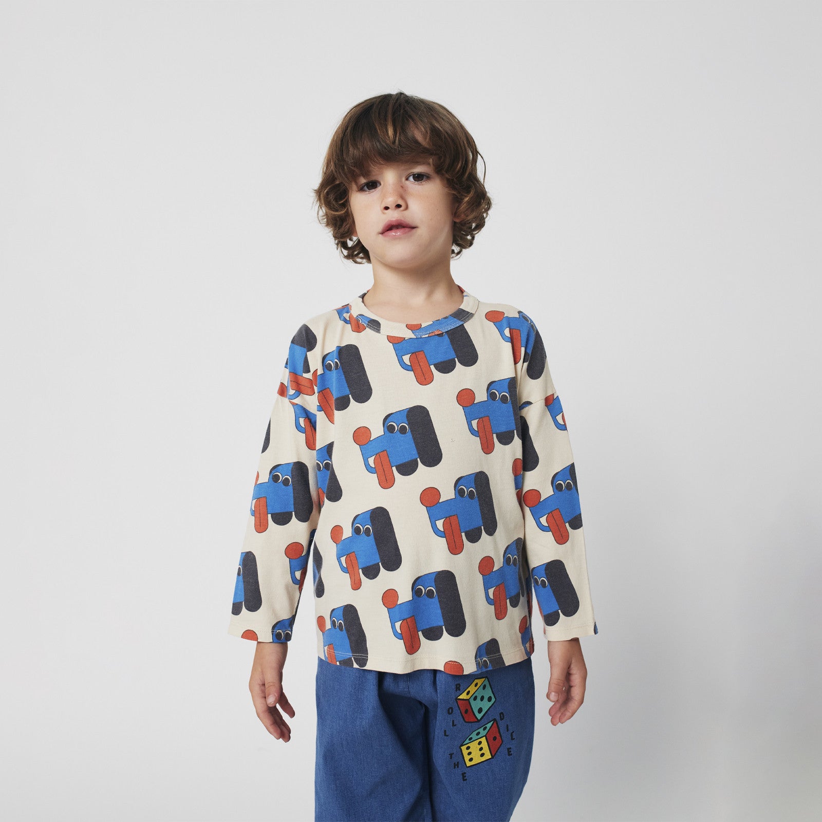 Chemise manches longues Doggy Mate All Over Offwhite