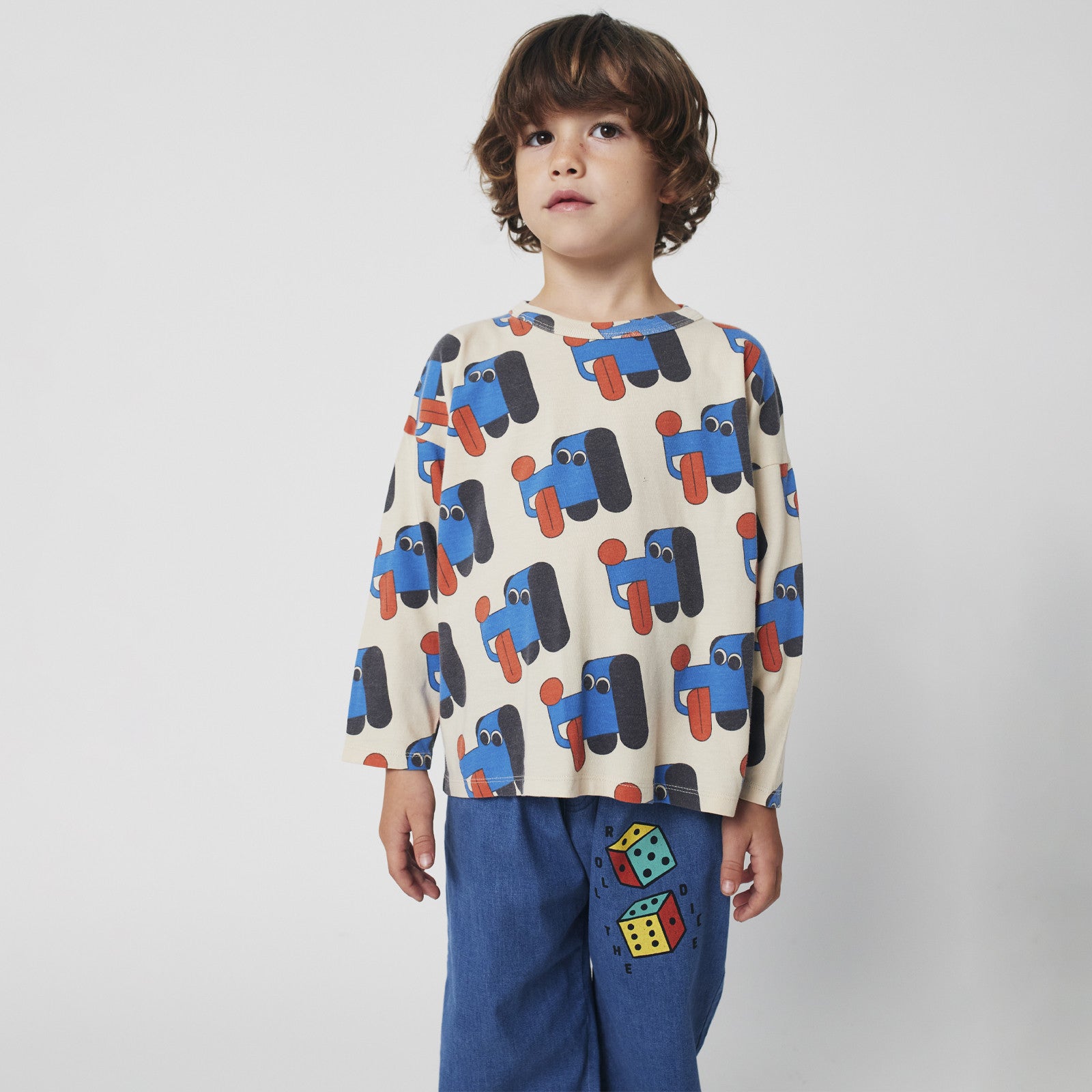 Chemise manches longues Doggy Mate All Over Offwhite