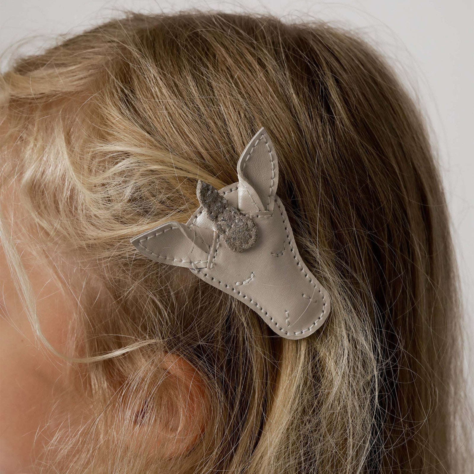 Hair clip Josy Unicorn Light Rose Leather