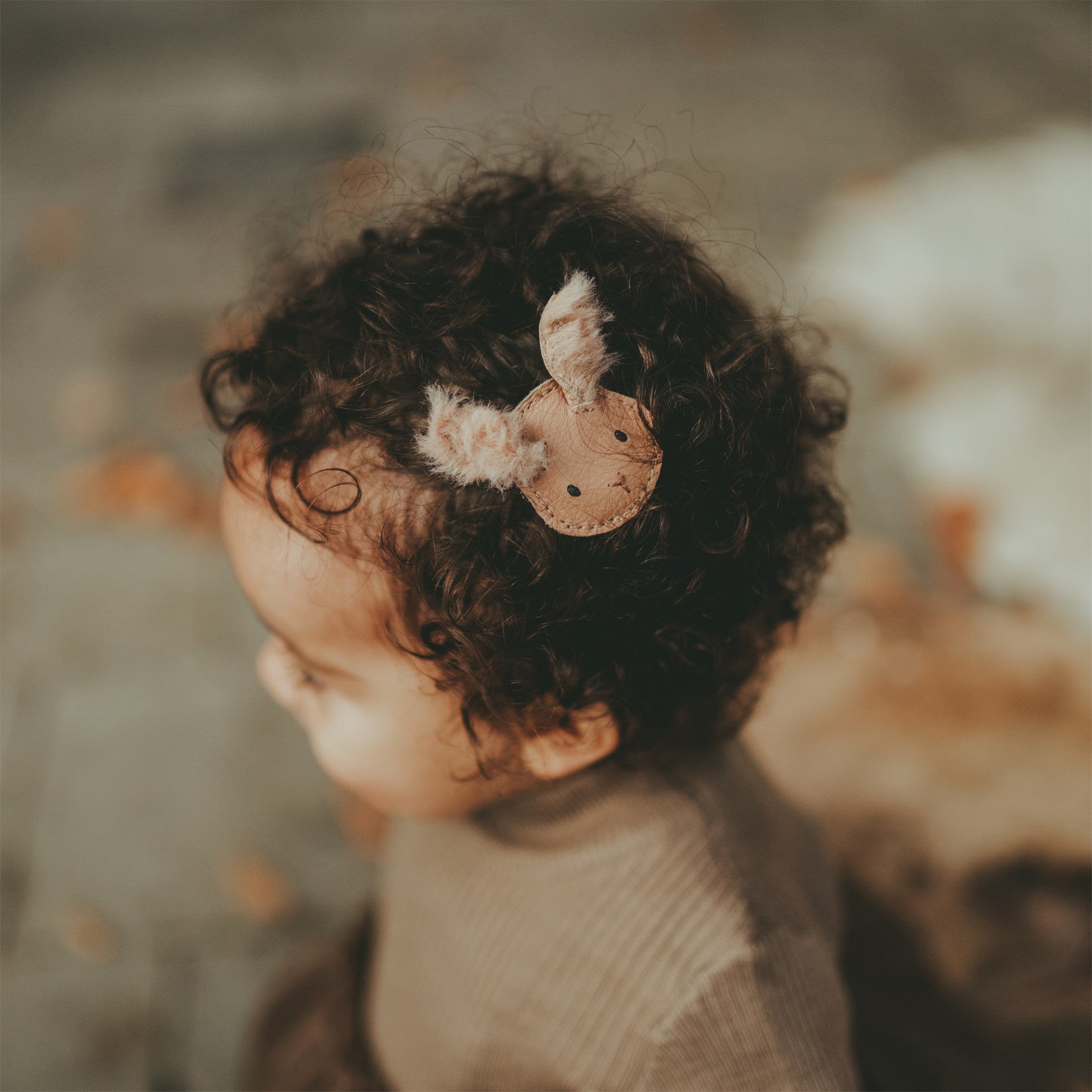 Hair clip Josy Fluffy Bunny Light Rust Leather