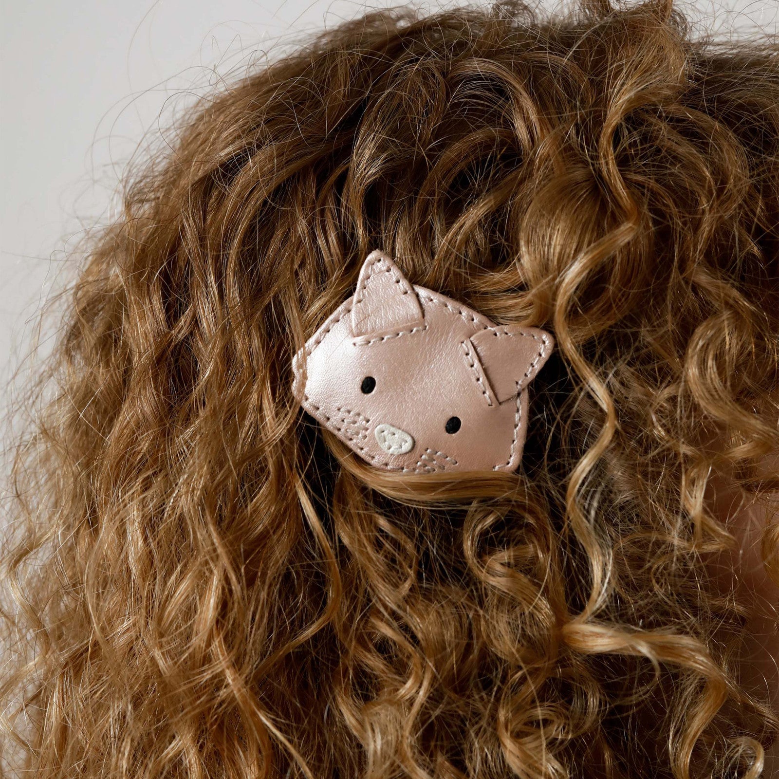 Cat Rose Metallic Leather Hair Clip