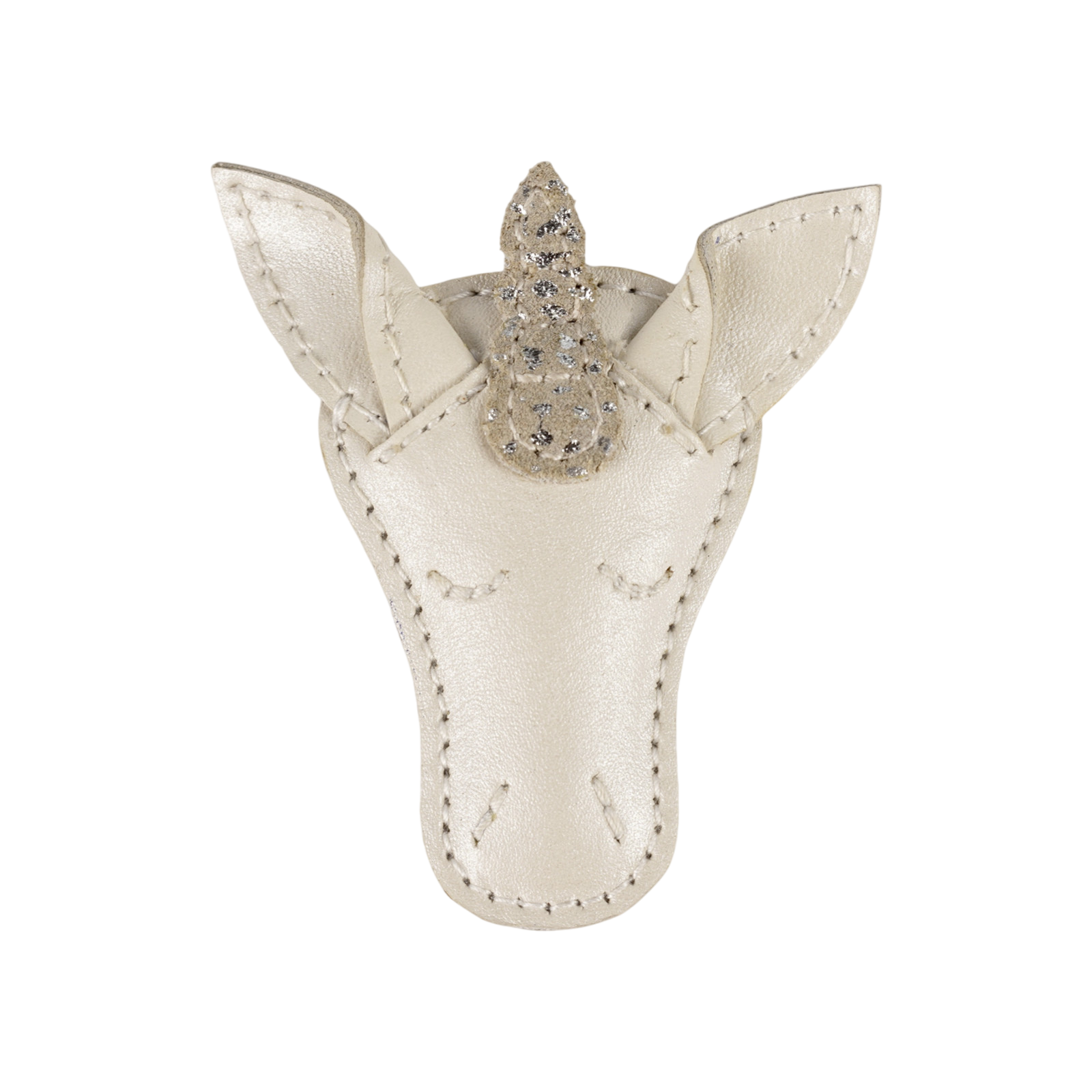 Hair clip Unicorn Off White Metallic Leather