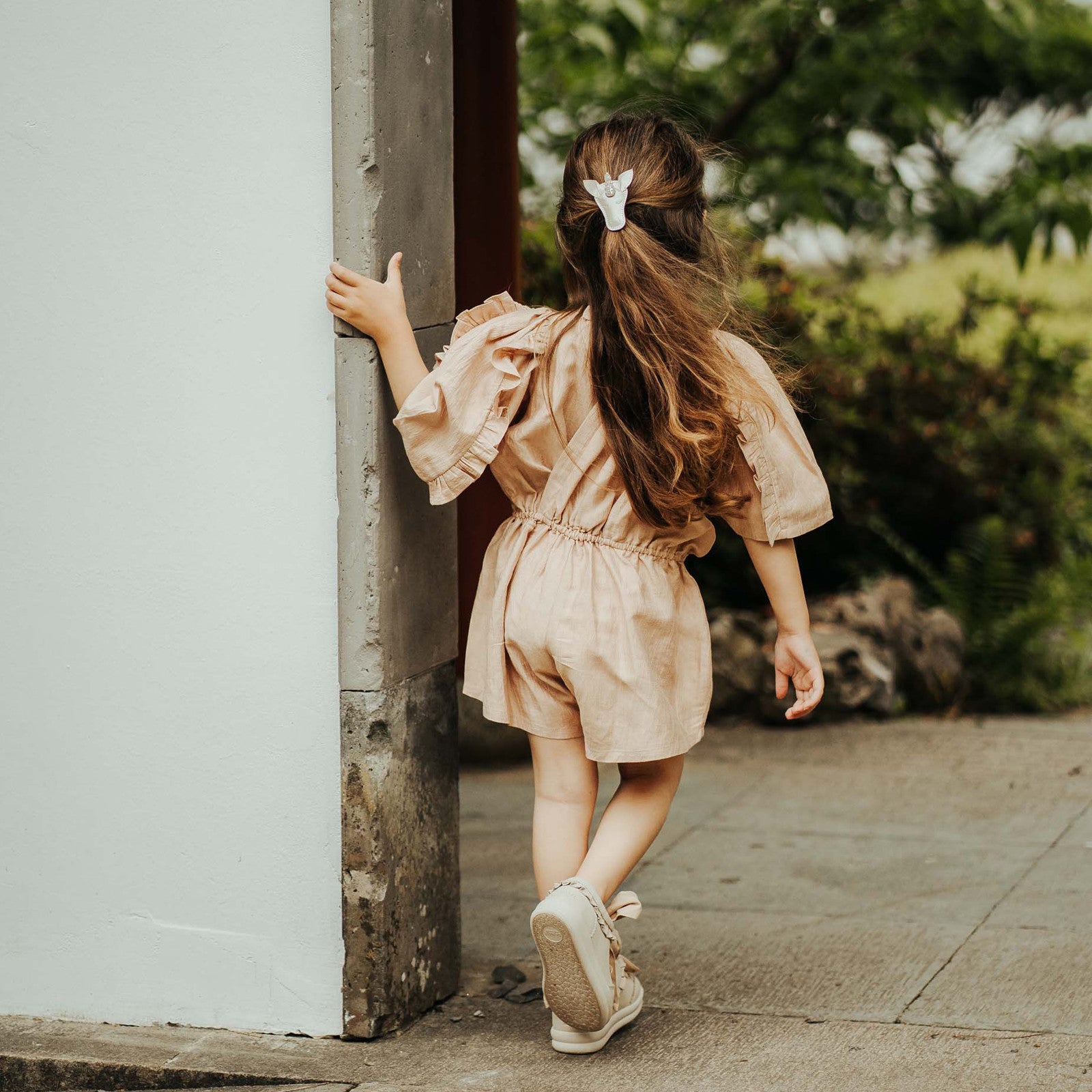 Hair clip Unicorn Off White Metallic Leather