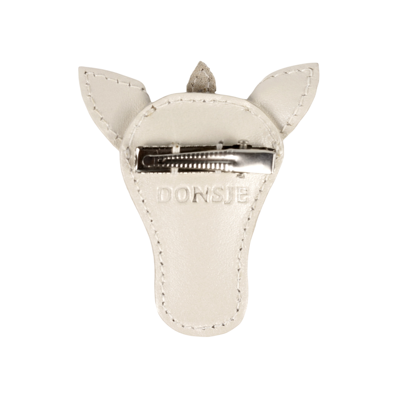 Hair clip Unicorn Off White Metallic Leather