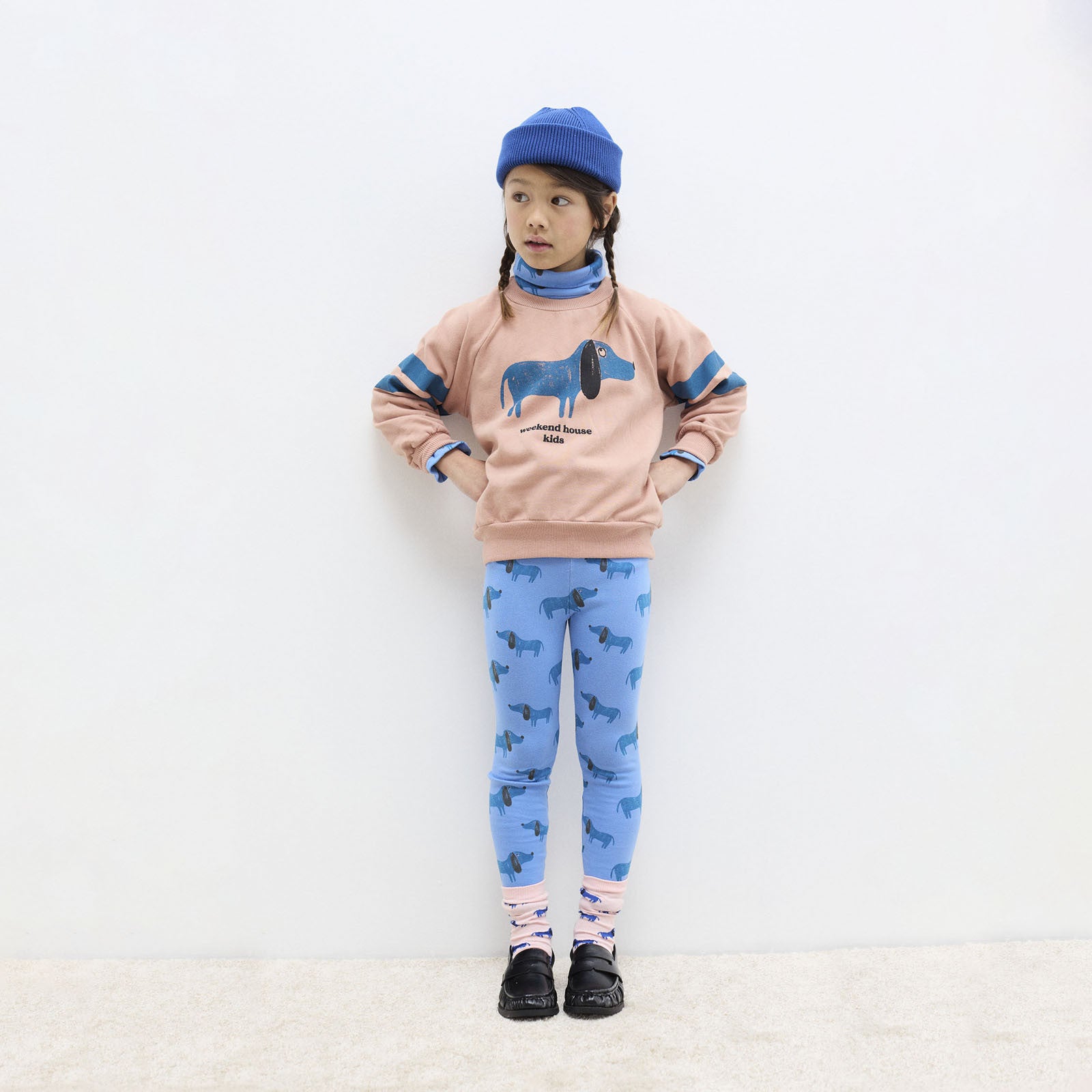 Sweatshirt Blue Dog Stripes Pouder Pink