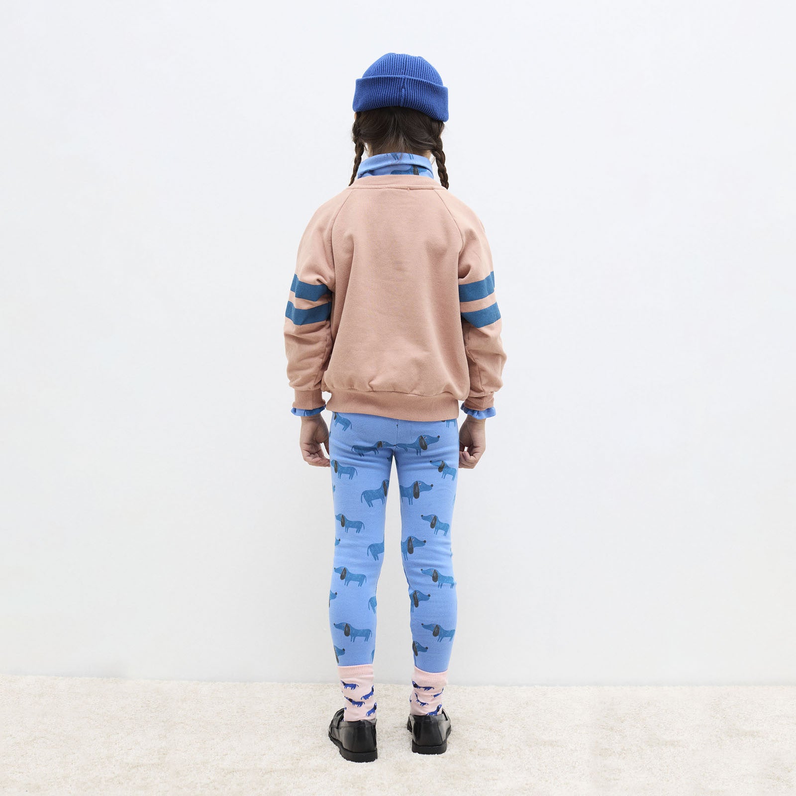 Sweatshirt Blue Dog Stripes Pouder Pink