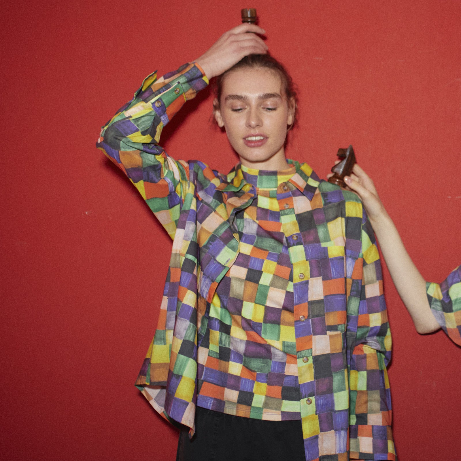 Tee shirt manches longues adulte Rainbow Plaid Pattern