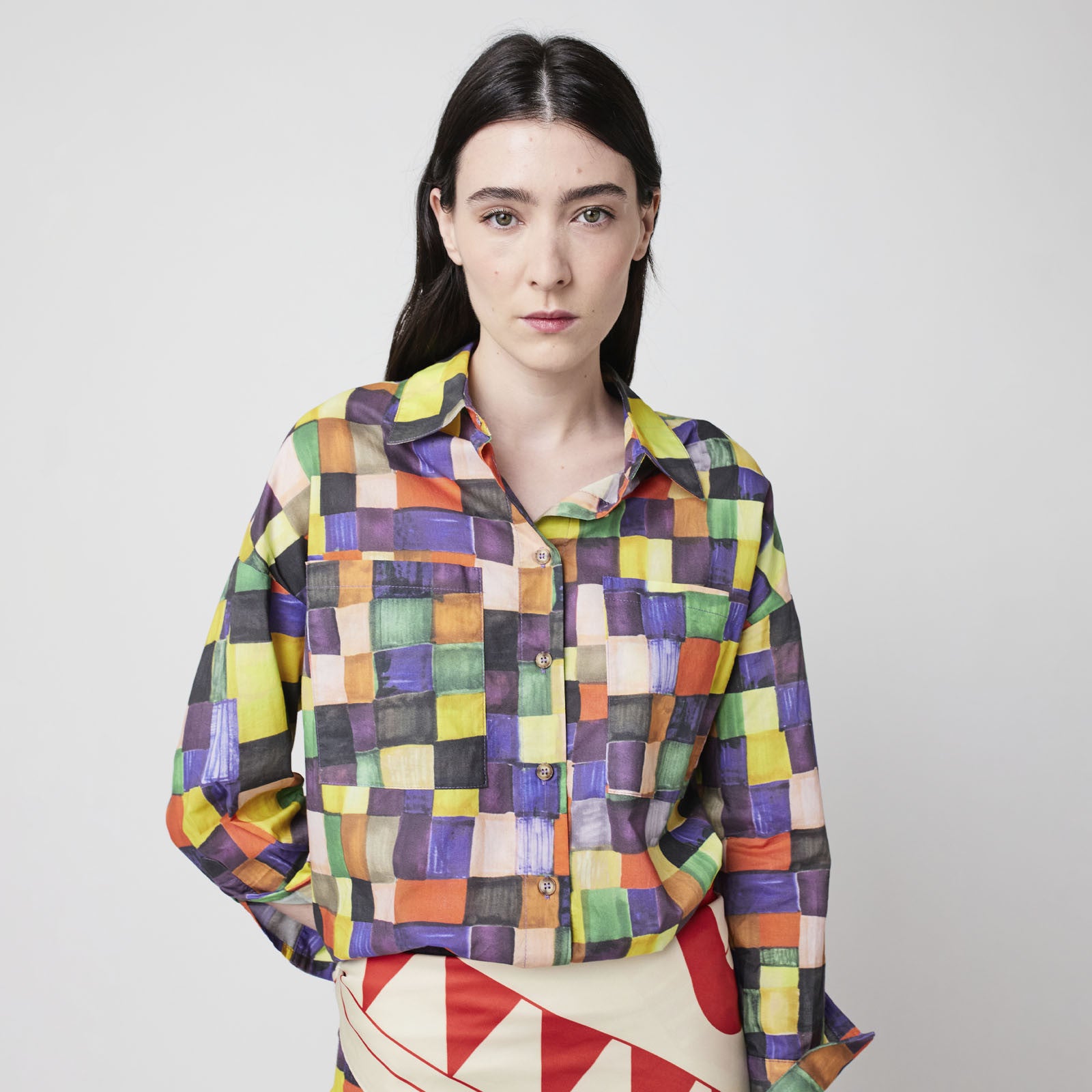 Blouse adulte Rainbow Plaid Pattern Relaxed