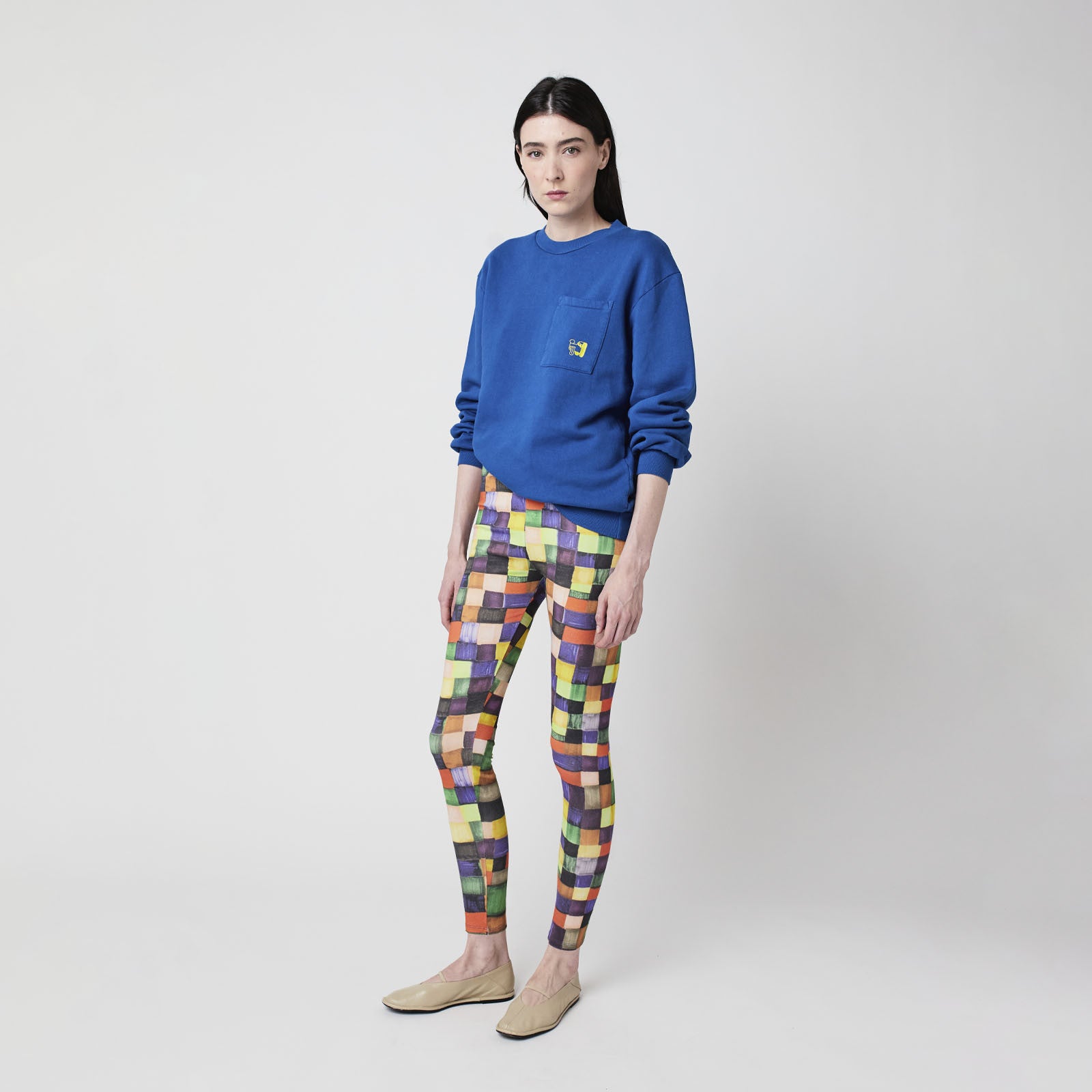 Adult Leggings Rainbow Plaid Pattern