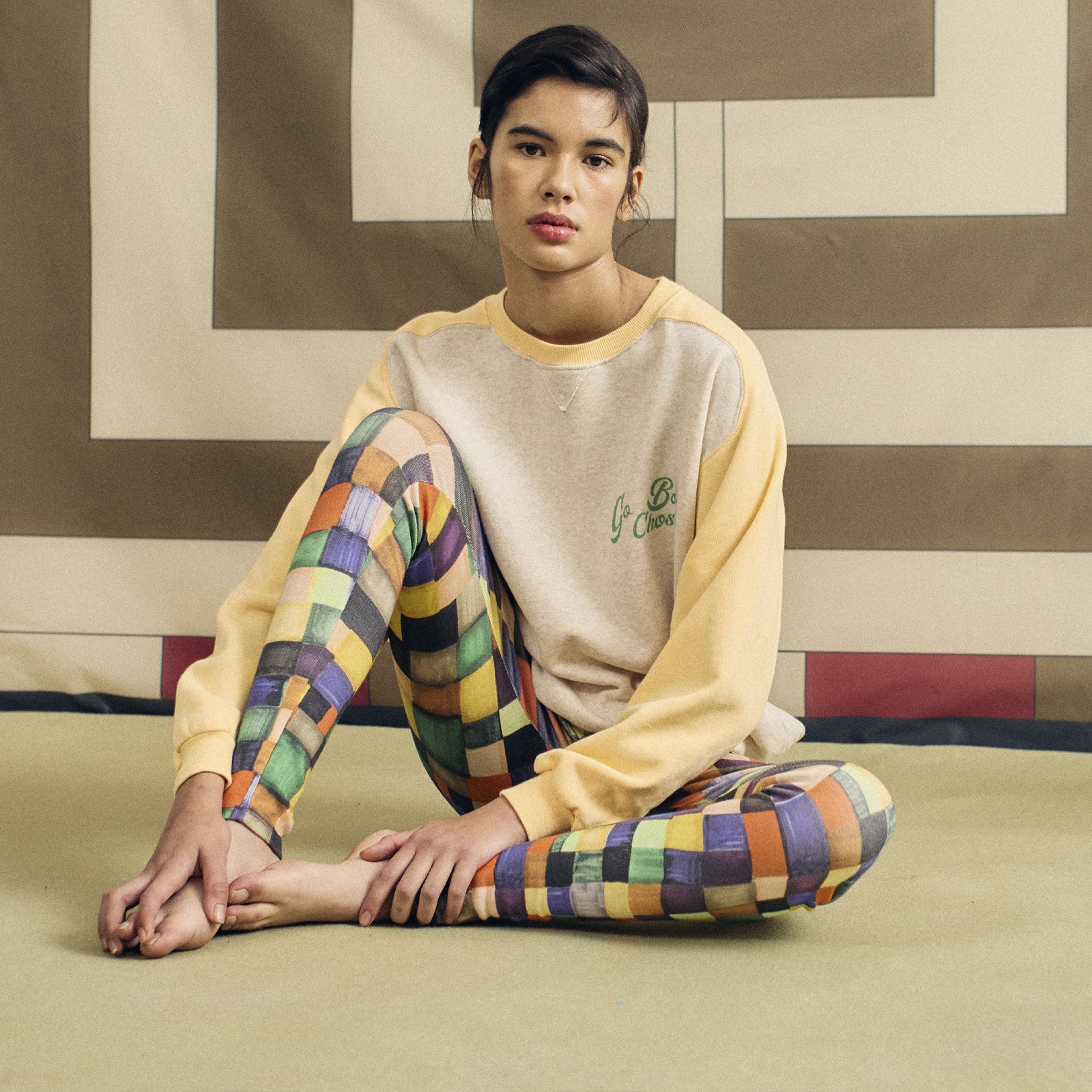 Adult Leggings Rainbow Plaid Pattern