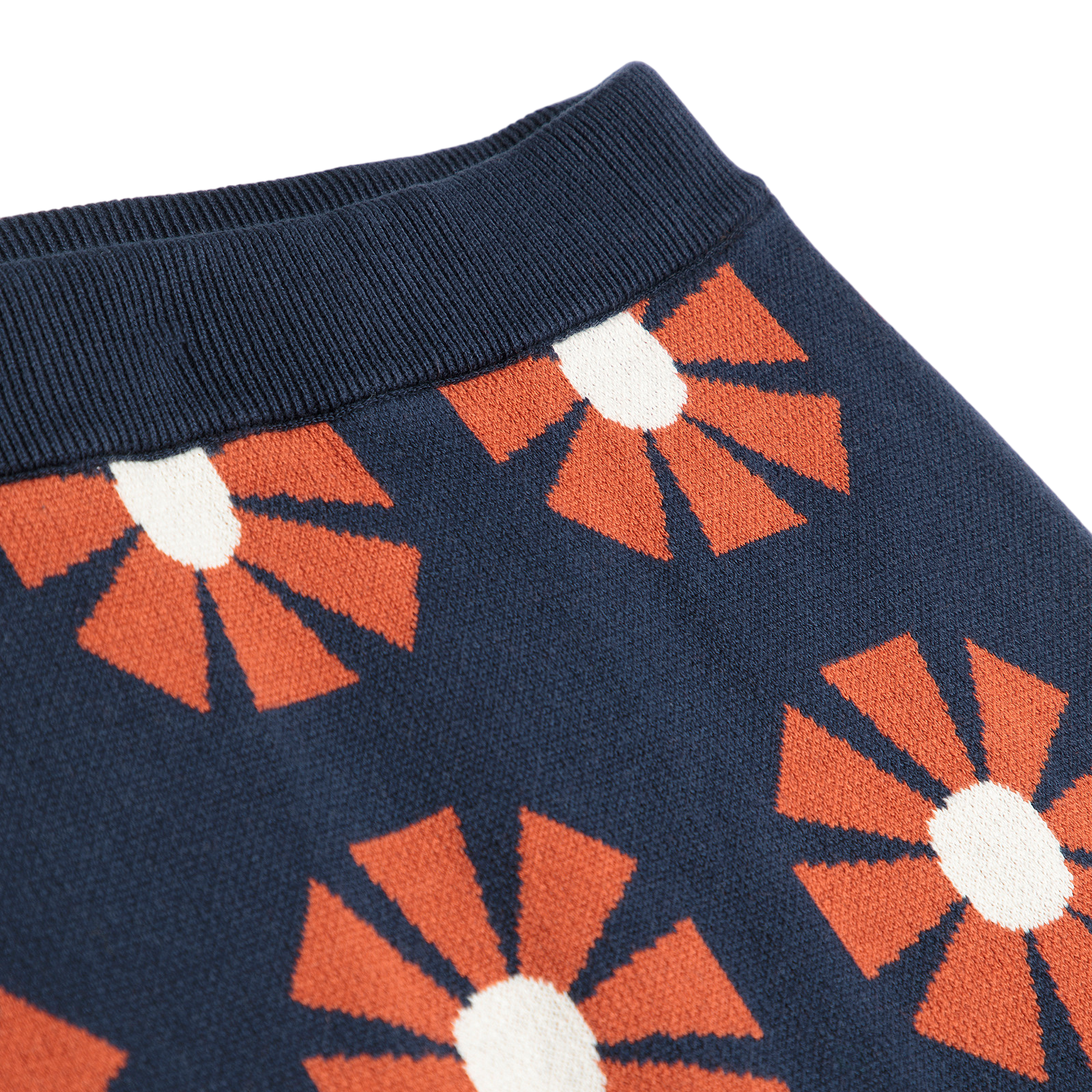 Adult Skirt Flower Jacquard Midi Navy Blue