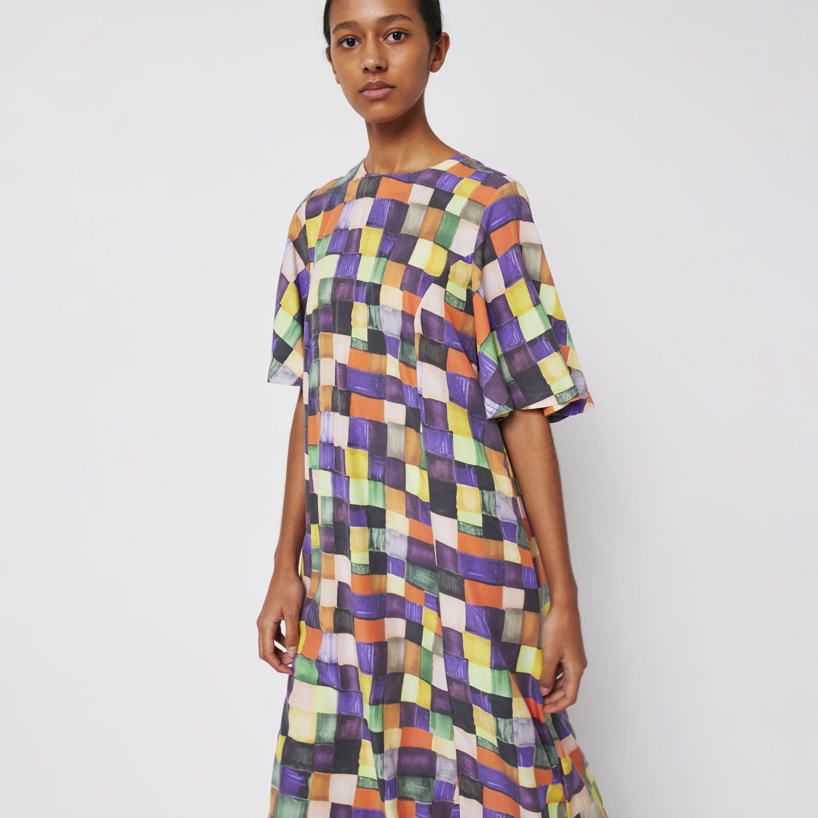 Robe adulte Modal Arc-en-ciel Plaid Multicolore