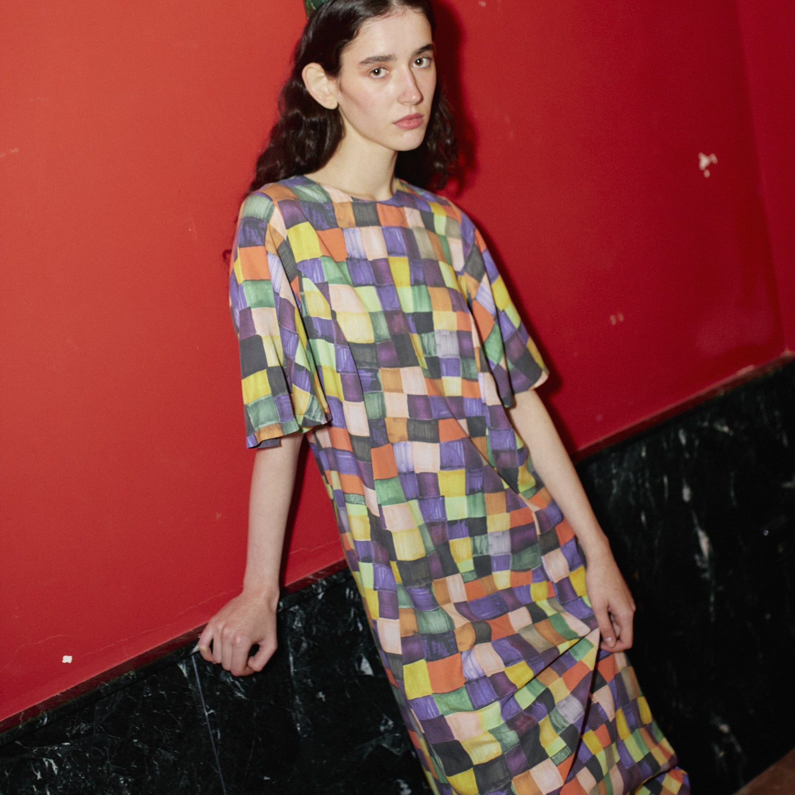 Robe adulte Modal Arc-en-ciel Plaid Multicolore